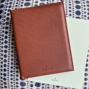 Rolex Tan Leather Notebook Padfolio and Pen